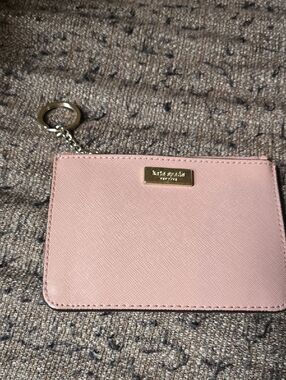 kate spade Blush Pink Saffiano Card Holder Keyring Silver Hardware
